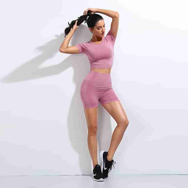Summer Yoga T-Shirt Shorts Set 2PCS Workout Suit For Women Fitness Running Activewear