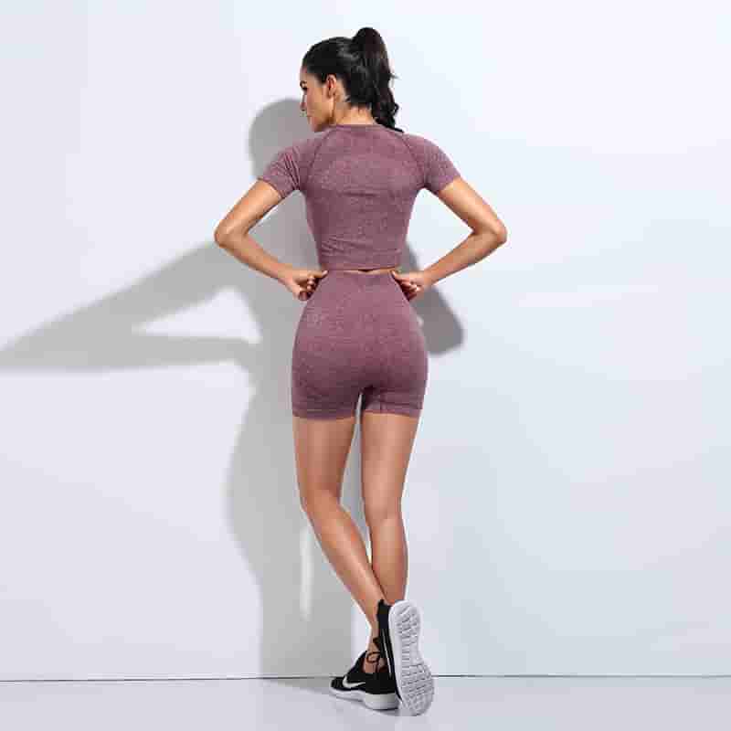Summer Yoga T-Shirt Shorts Set 2PCS Workout Suit For Women Fitness Running Activewear