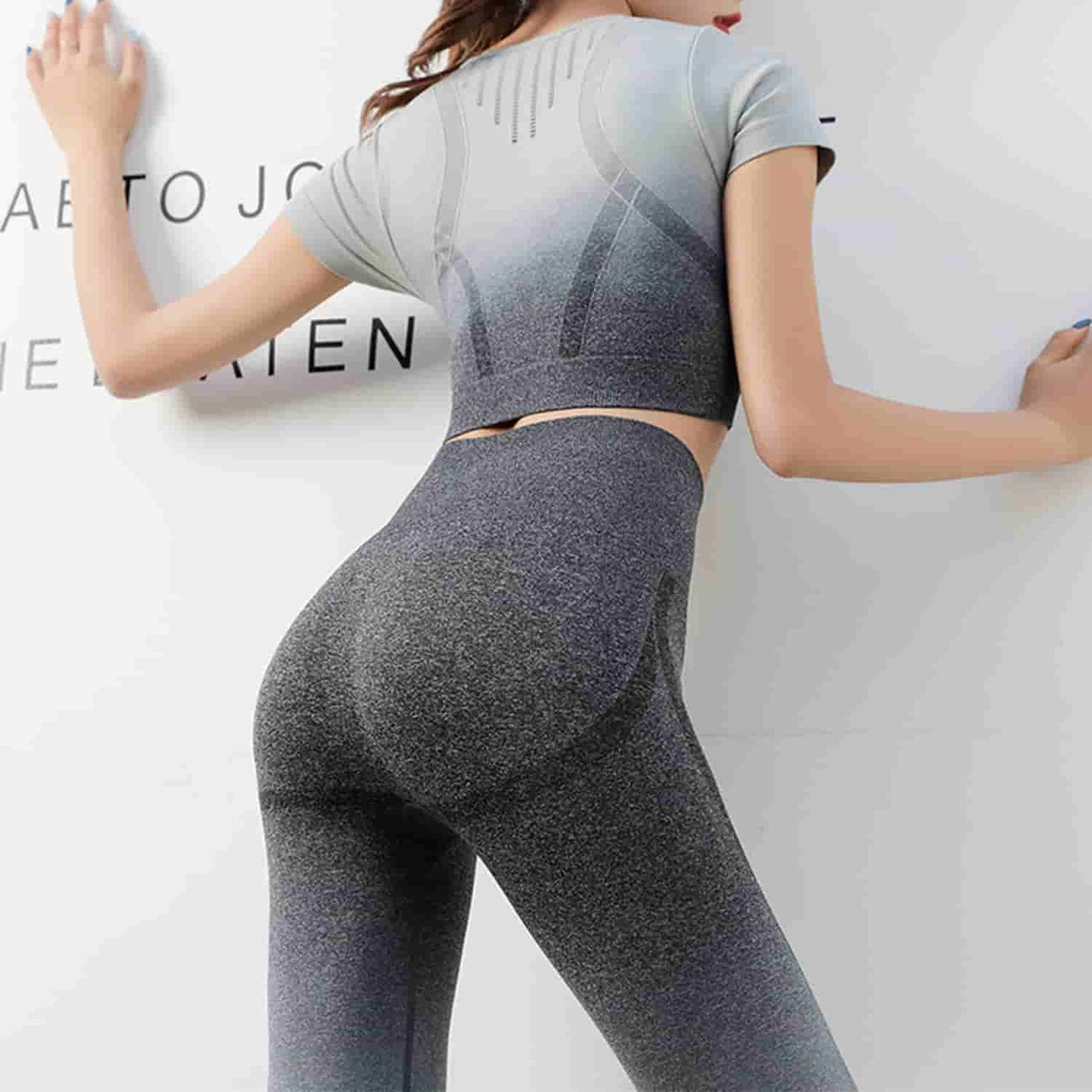Women's Yoga Clothing Set Seamless Tight Sports Vest Knit Set Fitness Set