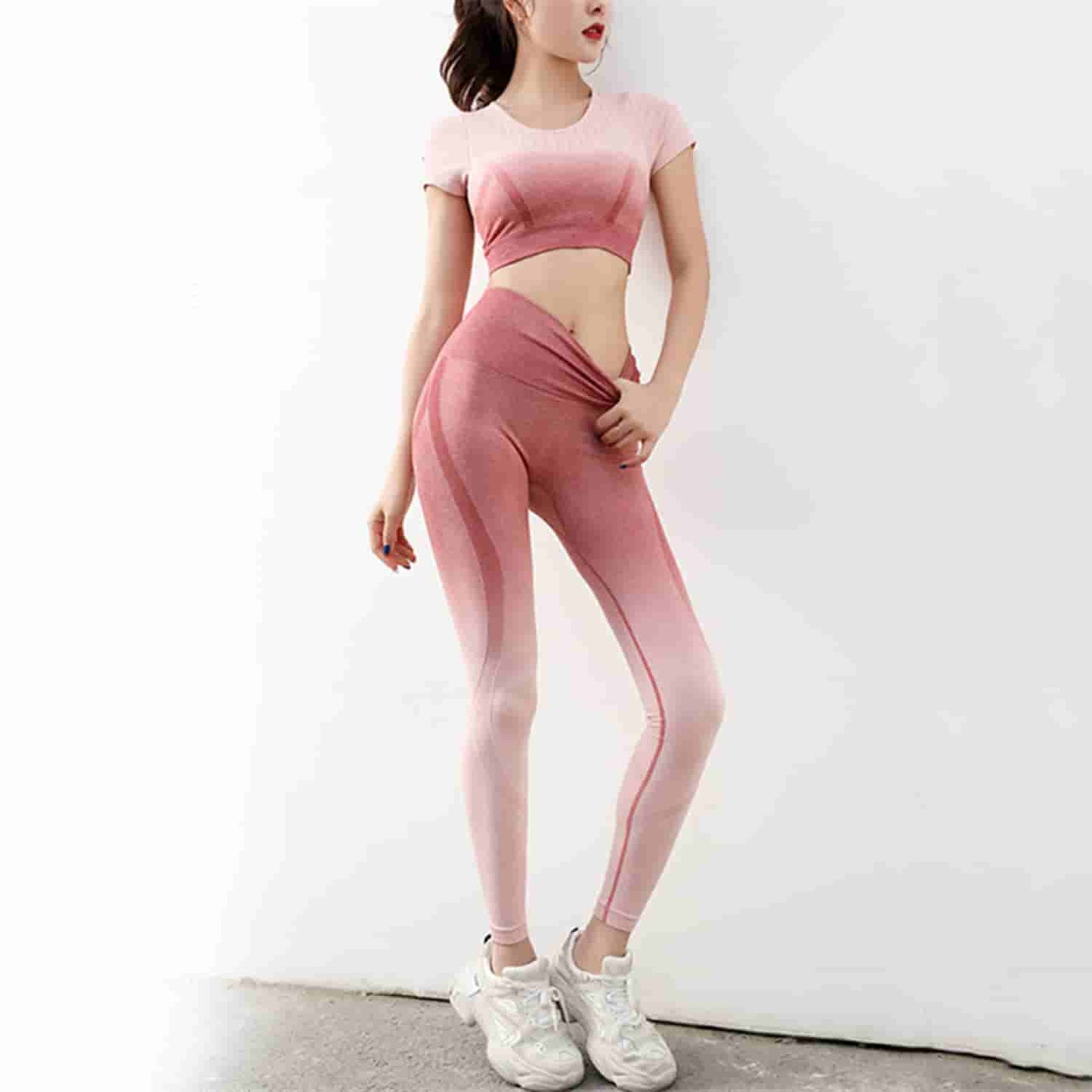 Women's Yoga Clothing Set Seamless Tight Sports Vest Knit Set Fitness Set