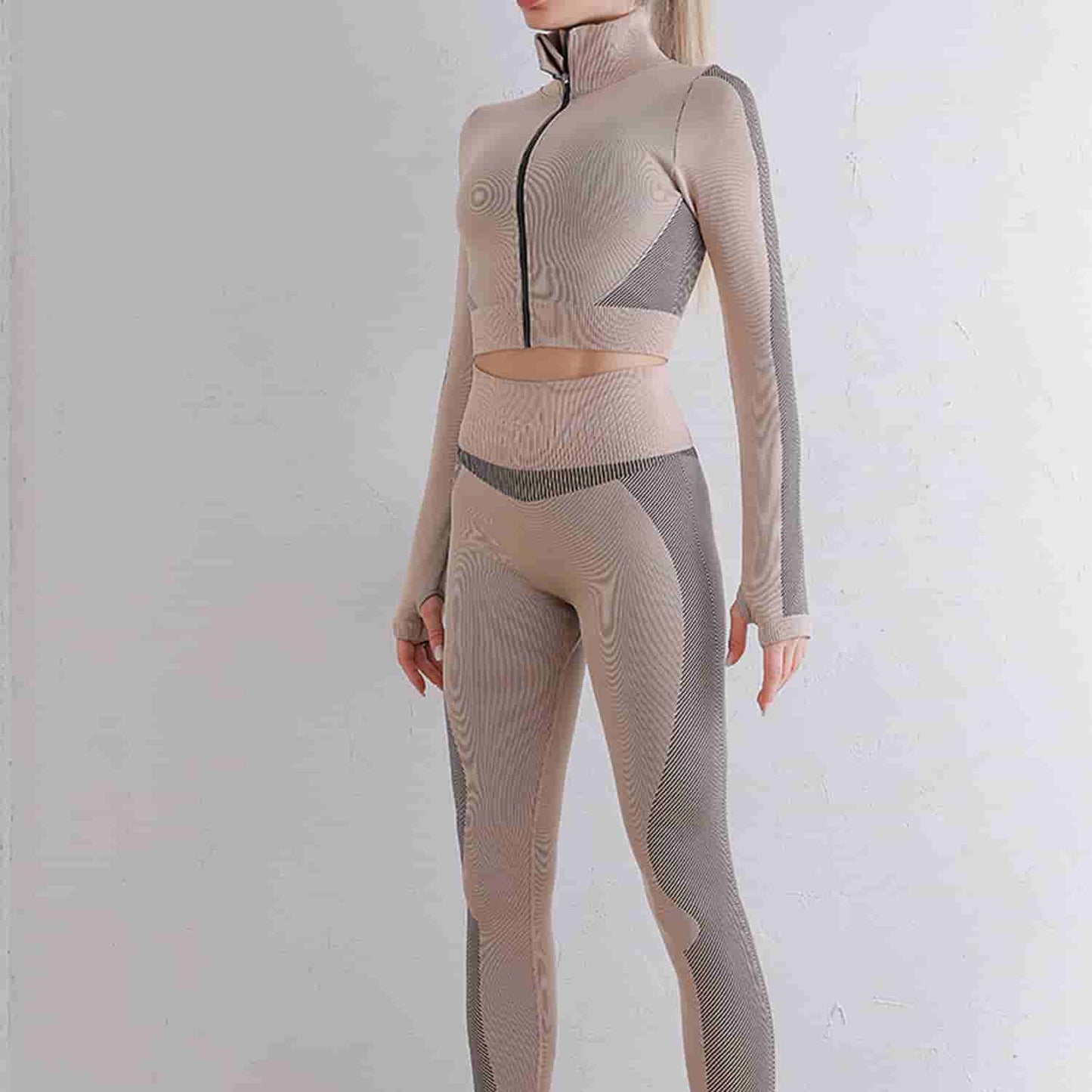 3PCS Running Activewear Yoga Set Vest Crop Jacket Workout Suit For Women Fashion Sportswear