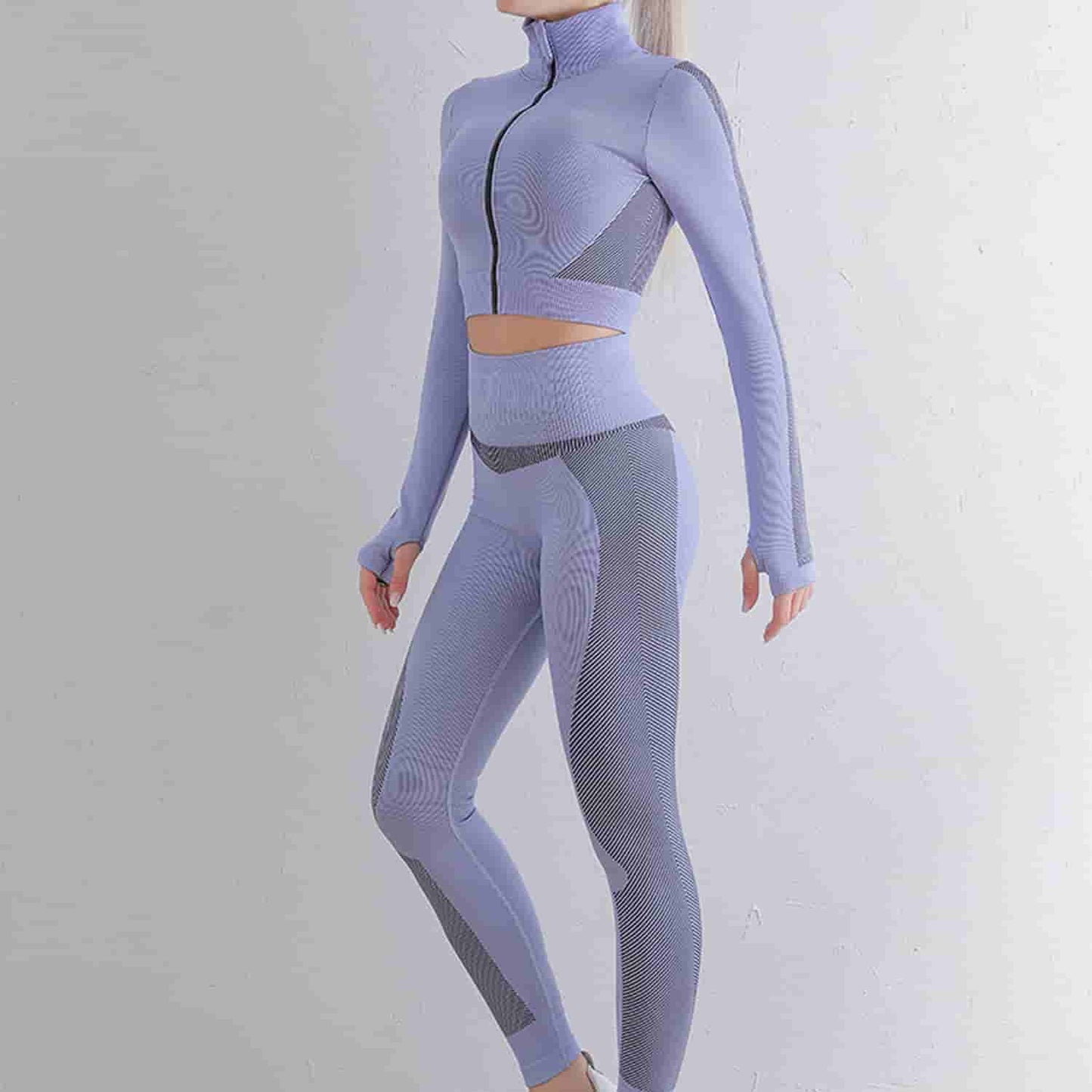 3PCS Running Activewear Yoga Set Vest Crop Jacket Workout Suit For Women Fashion Sportswear
