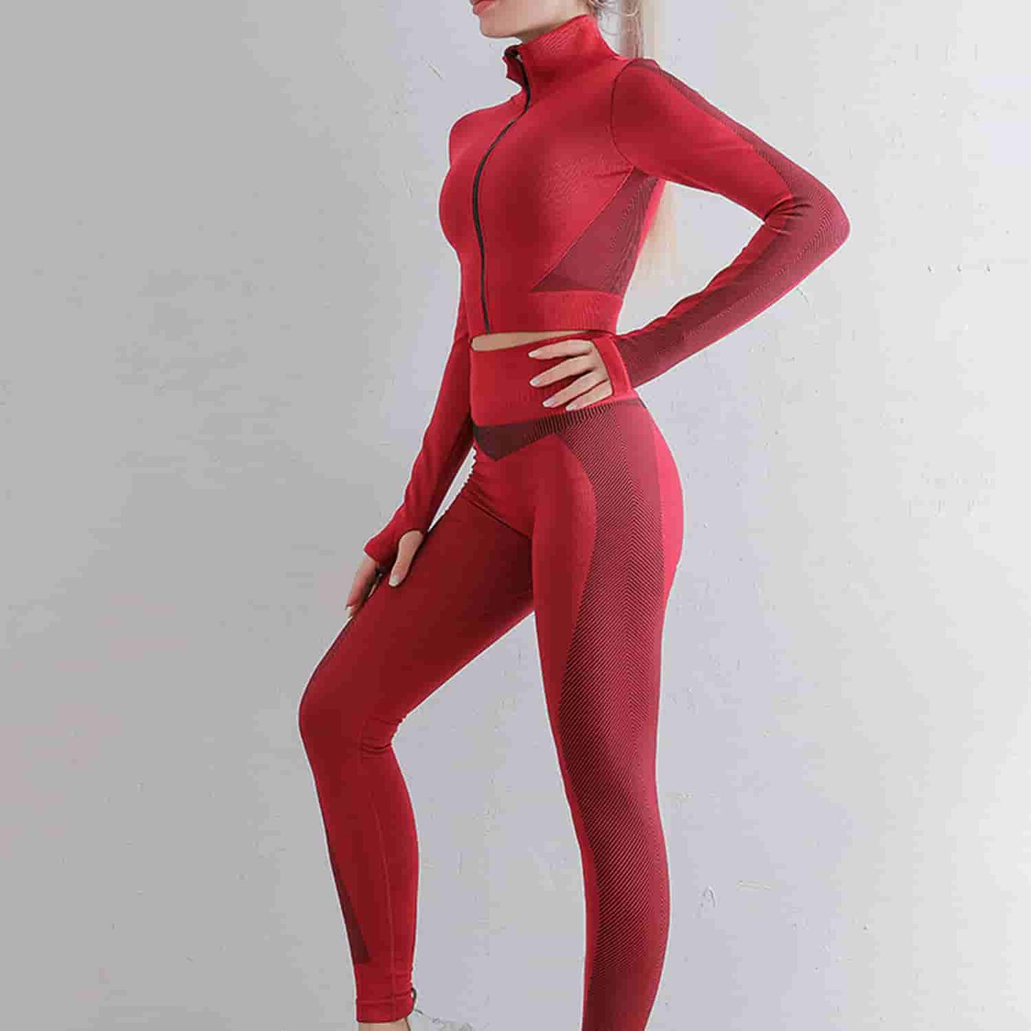 3PCS Running Activewear Yoga Set Vest Crop Jacket Workout Suit For Women Fashion Sportswear
