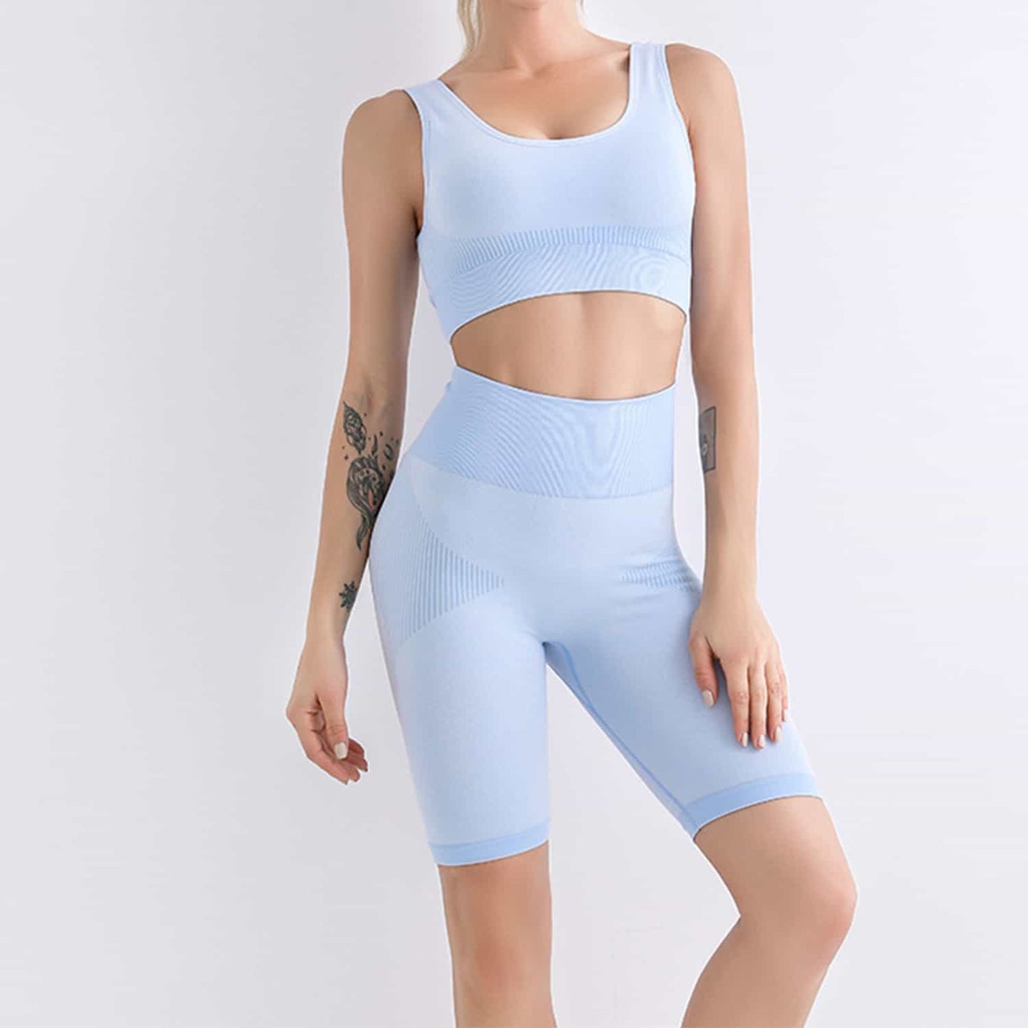 2022 New Products Sports Bra Shorts Set Women Yoga Wear Seamless Tight U-Neck Underwear