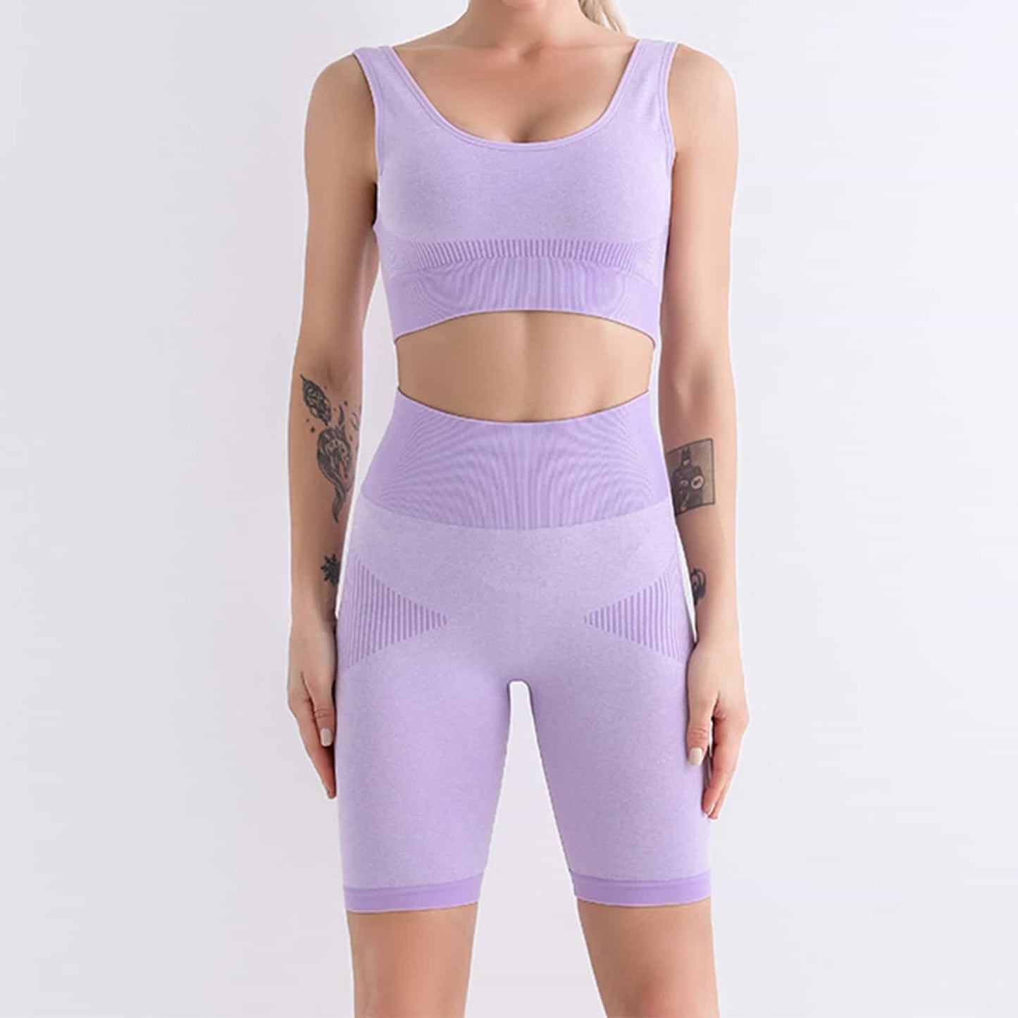 2022 New Products Sports Bra Shorts Set Women Yoga Wear Seamless Tight U-Neck Underwear