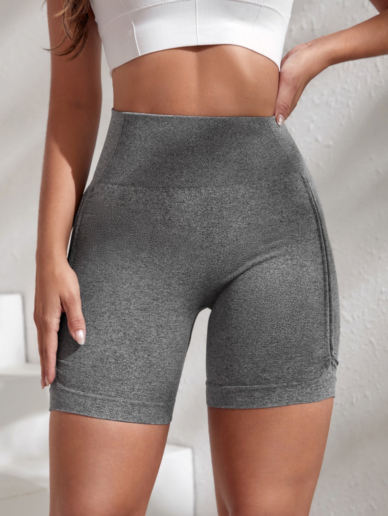 Women Gym Workout Seamless Shorts High Waisted Biker Scrunch Butt Booty Athletic Yoga Shorts