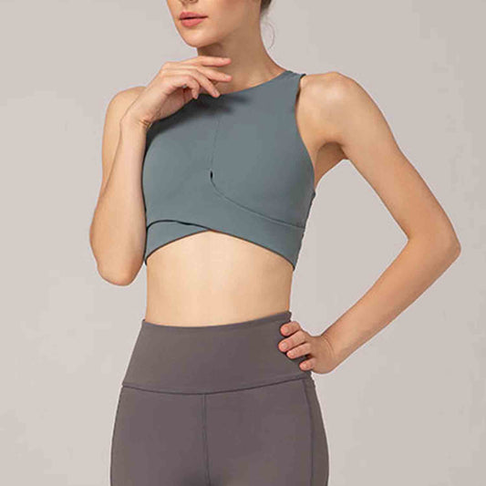 Naked Skin-friendly Yoga Bra Women Sexy Cross Straps Sport Bra Running Crop Top Fitness Clothing Yoga Bra No Steel Ring Bras