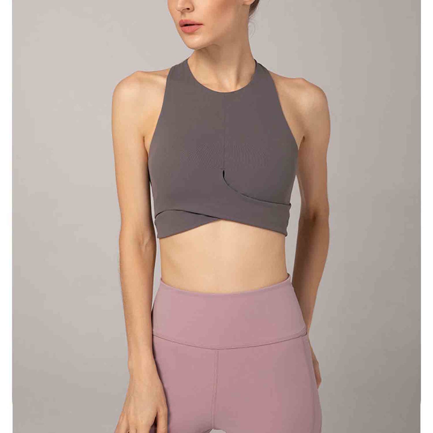 Naked Skin-friendly Yoga Bra Women Sexy Cross Straps Sport Bra Running Crop Top Fitness Clothing Yoga Bra No Steel Ring Bras