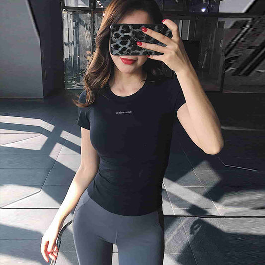Yoga Tight Sexy Slim Top Women's Sports Fitness Clothes Running Quick Dry T-shirt Short sleeve Yoga Clothes