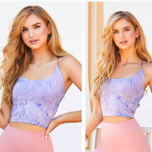Summer New Tie-dye Vest Women's Sports Underwear Beautiful Back Fitness Sling Short Top With Chest Pad Yoga Clothes