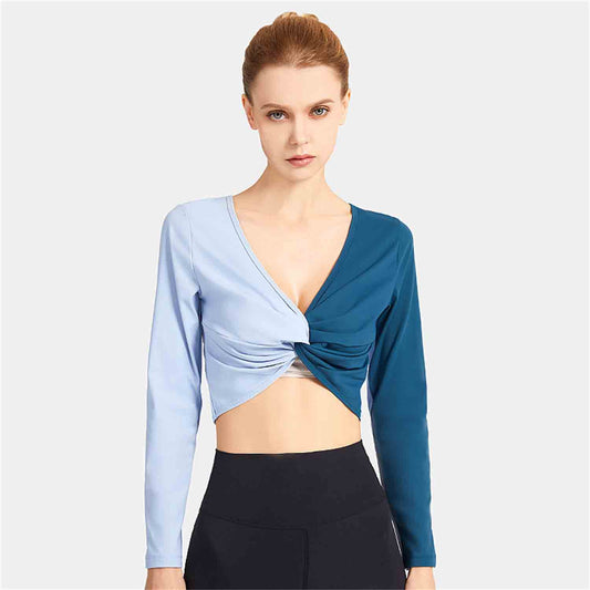 Reversible Fitness Long-sleeved W omen's Yoga Clothes Kink Breathable Slim Fit Beauty Back Sports Outdoor Exercise Running Top