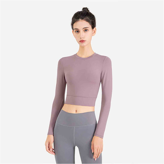 New Fitness Yoga Clothes Women's Long Sleeves Sexy T-shirt Close-Fitting Sports Running Breathable Top