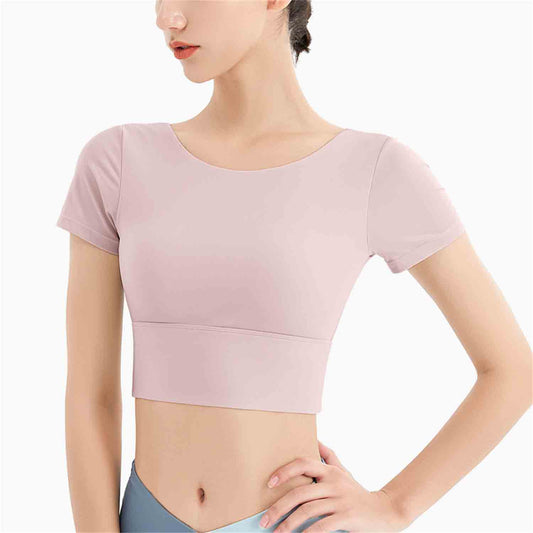 Sports Vest Breathable Outdoor  Fitness Clothes Beauty Back Top Yoga Clothes Breathable Quick Dry short-sleeved girls T-shirt
