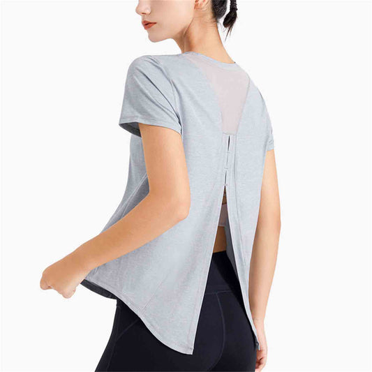 Sports T-shirt Yoga Clothes Loose  Mesh Cool Breathable Quick Dry Tops Fitness Clothes Short-sleeved Outdoor Running Shirts