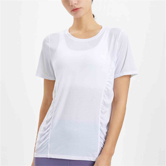 2022 yoga clothes female beauty  back blouse loose breathable Quick Dry sports T-shirt running training fitness top short sleeve