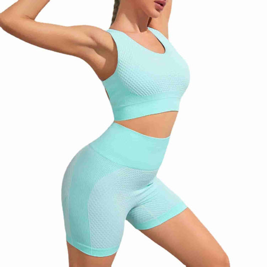 2PCS Summer Running Activewear Suit Bra Vest Shorts Yoga Set Quick Drying Workout Suits For Woman