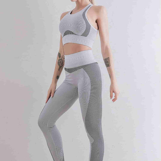 New Seamless Yoga Clothing Set Women's Yoga Pants High Elastic Slim Sports Bra Two Piece Set