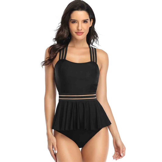New Two Piece Conservative Cover Belly Bikini High Waist Thickened Swimsuit Quick-Drying Sexy Backless Swimsuit